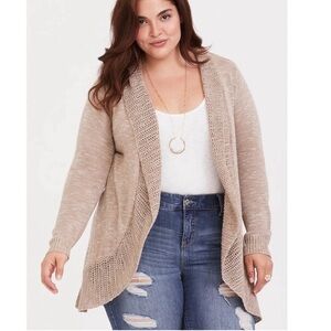 Torrid | Tan Mixed Stitch Shawl Cardigan